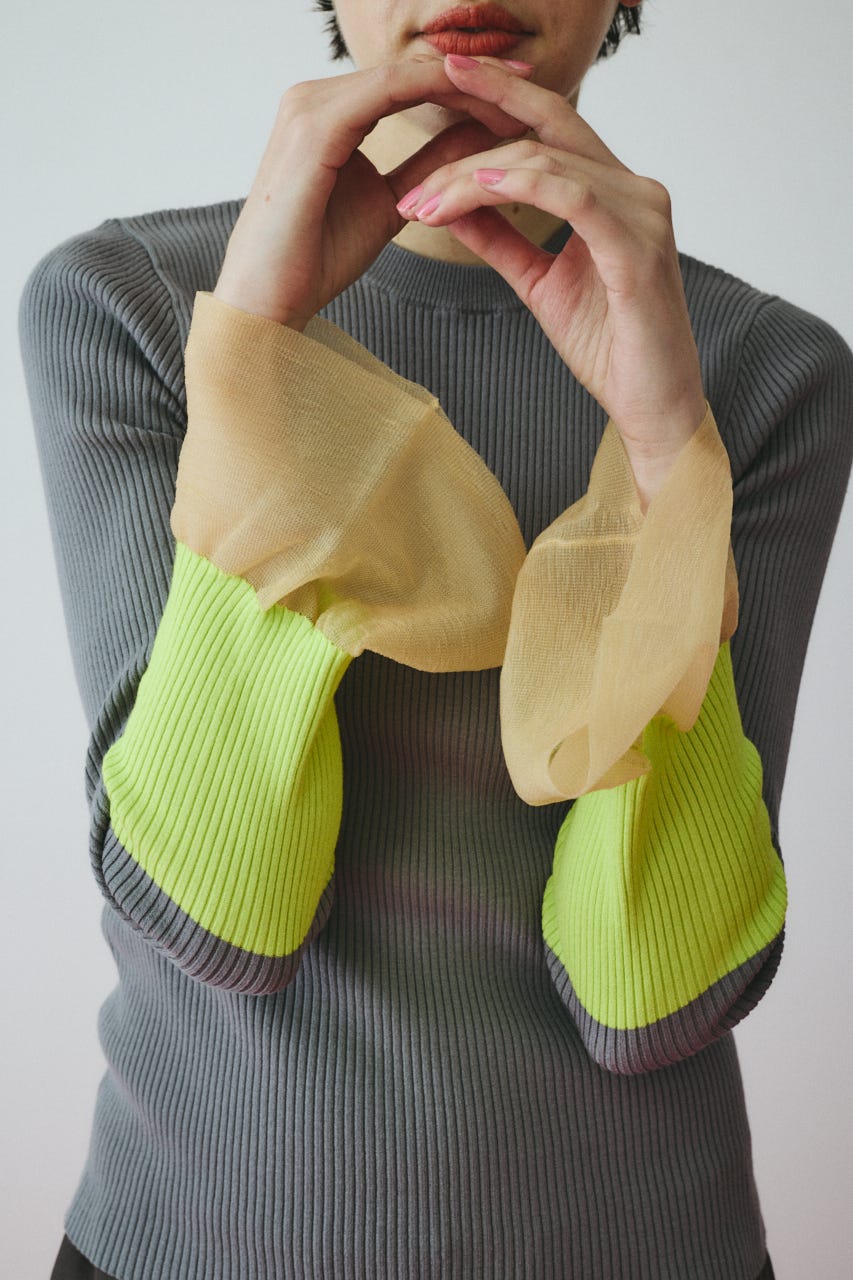 ［予約］Flare sleeve knit tops GRY FREE