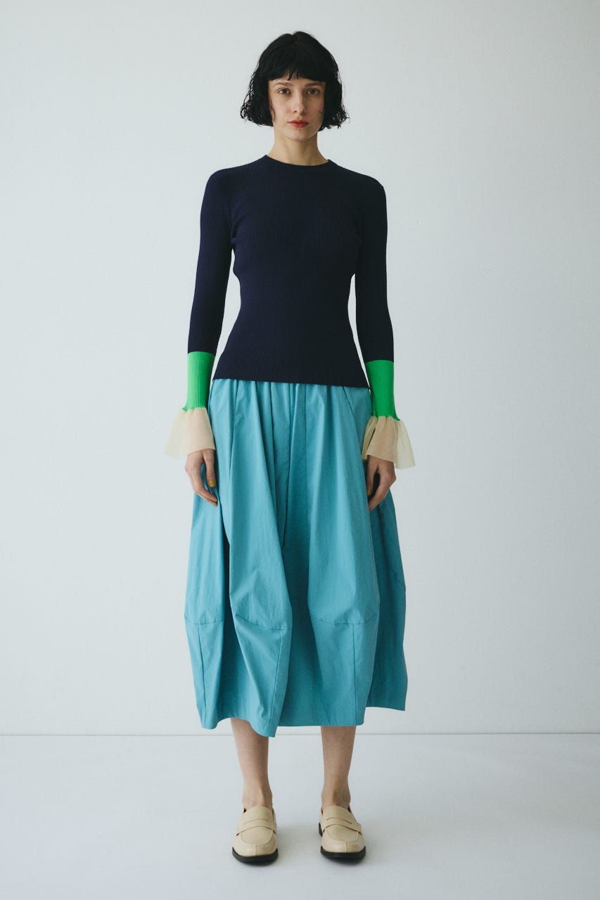 ［予約］Flare sleeve knit tops NVY FREE