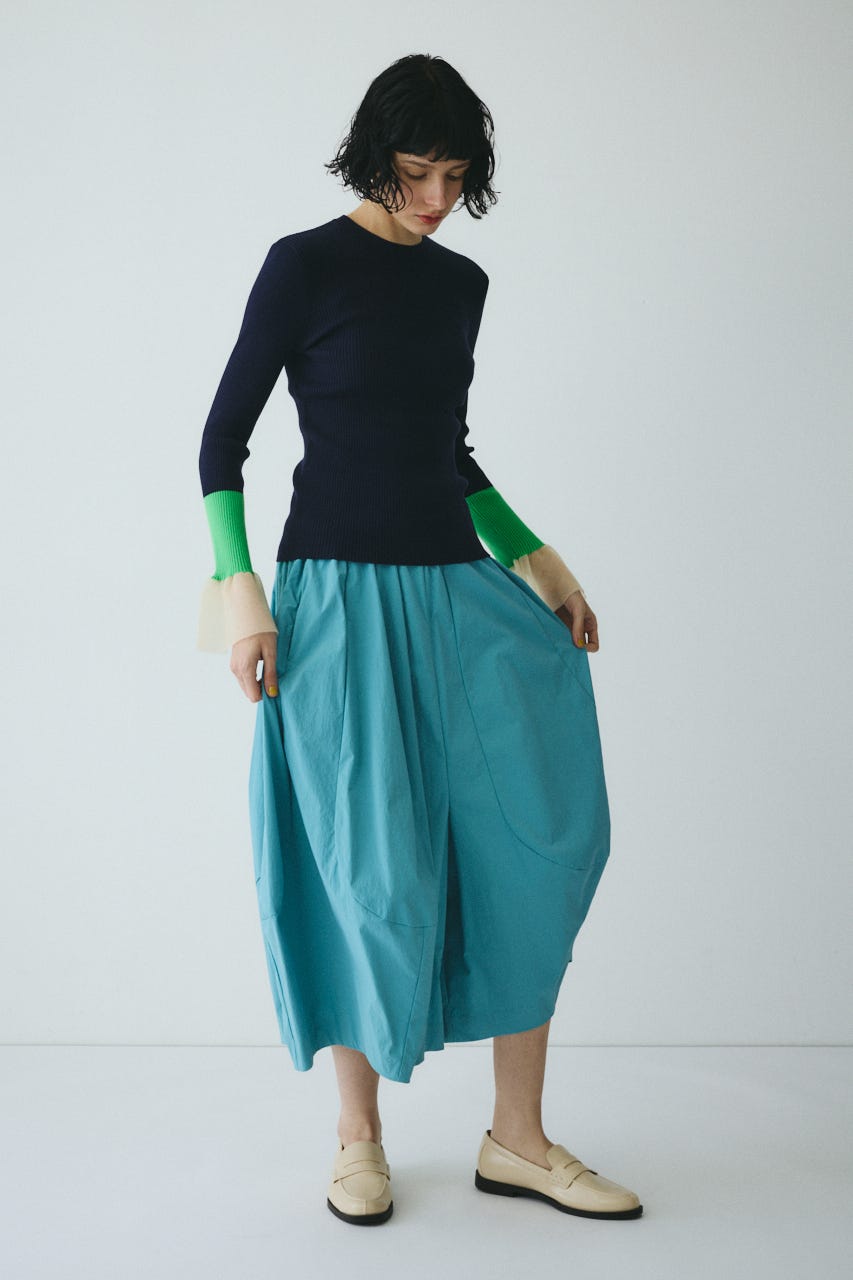 ［予約］Flare sleeve knit tops NVY FREE