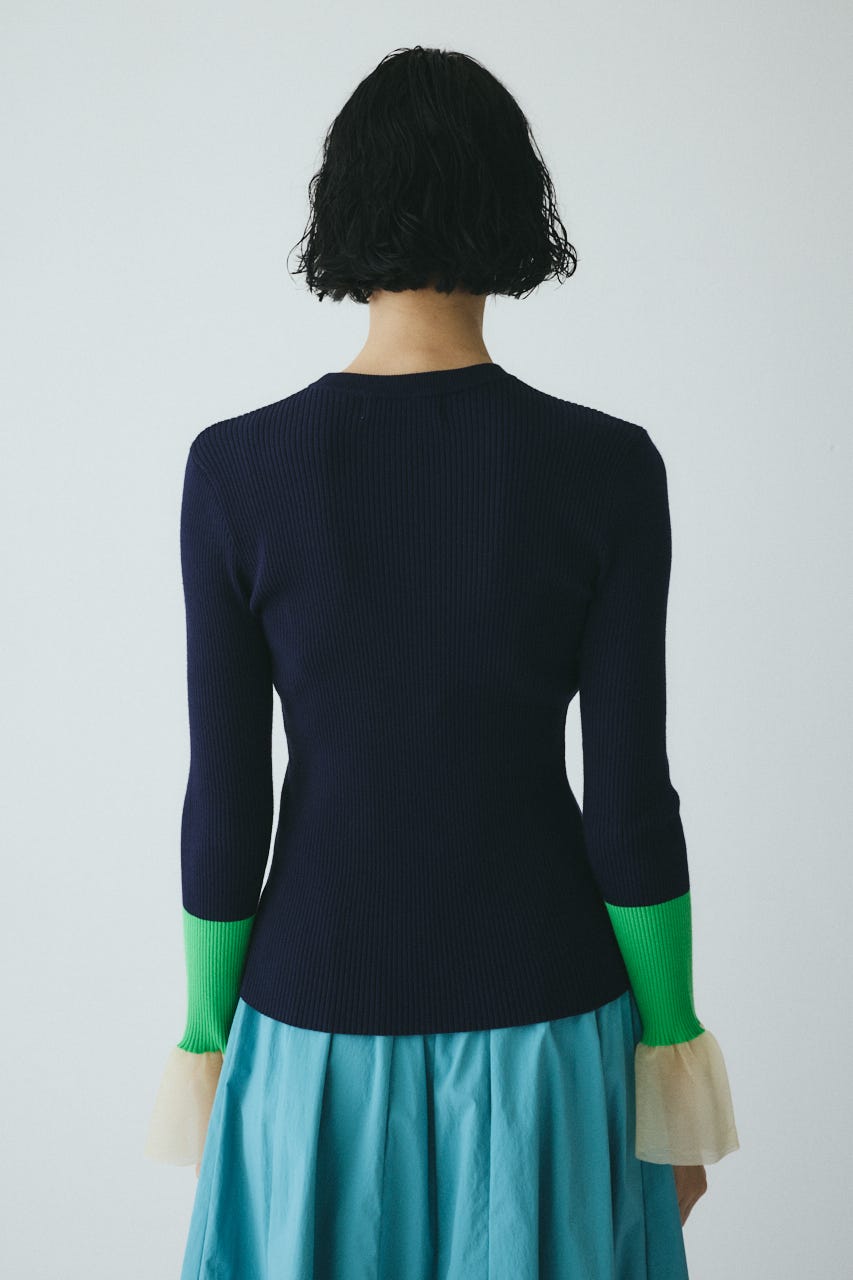 ［予約］Flare sleeve knit tops NVY FREE