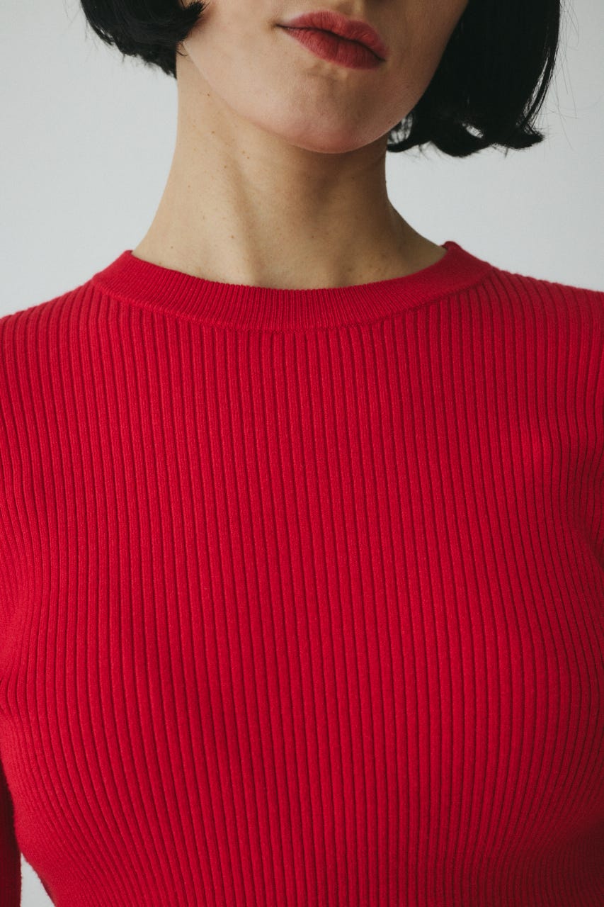 ［予約］Flare sleeve knit tops RED FREE
