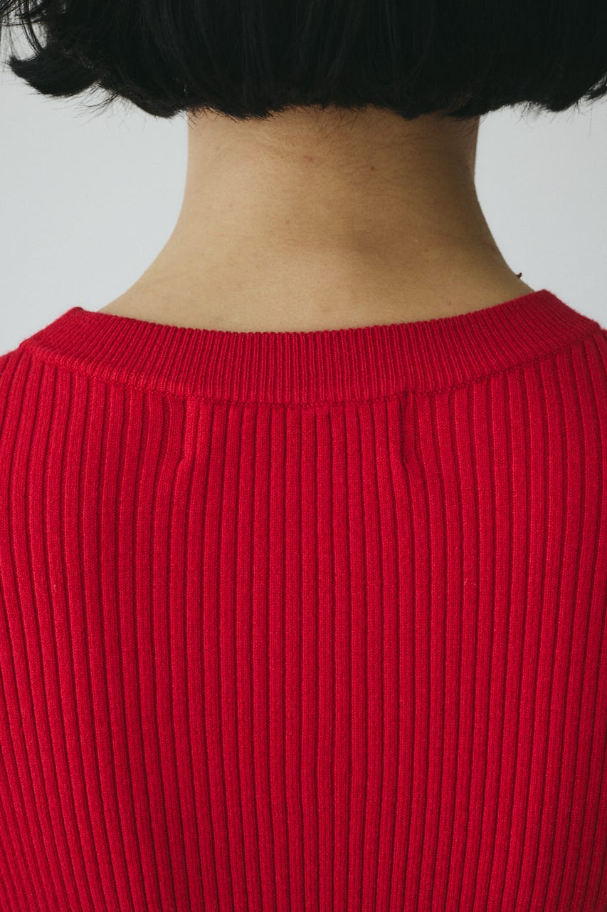 ［予約］Flare sleeve knit tops RED FREE
