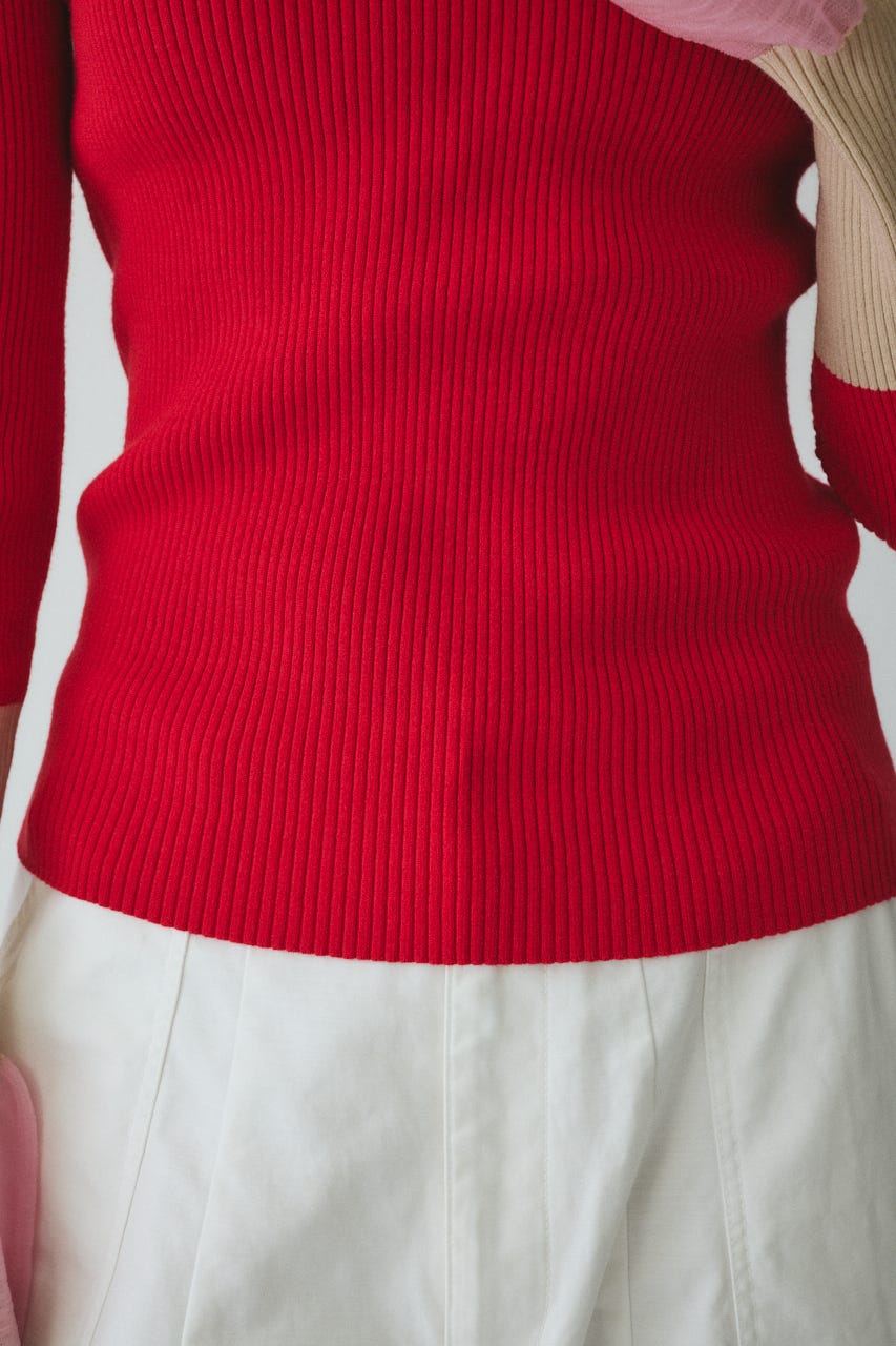 ［予約］Flare sleeve knit tops RED FREE