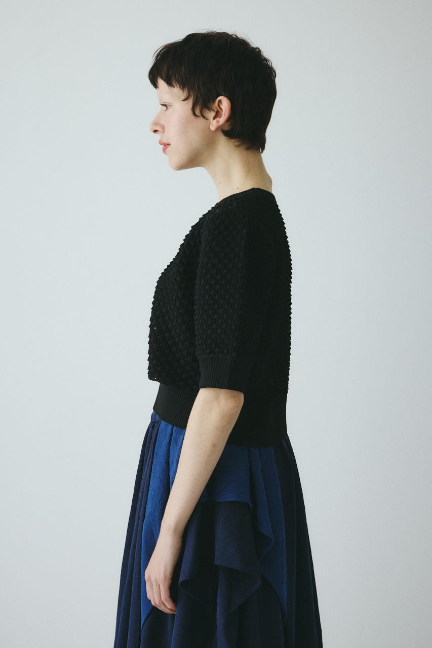 ［予約］3D stitch knit tops BLK FREE