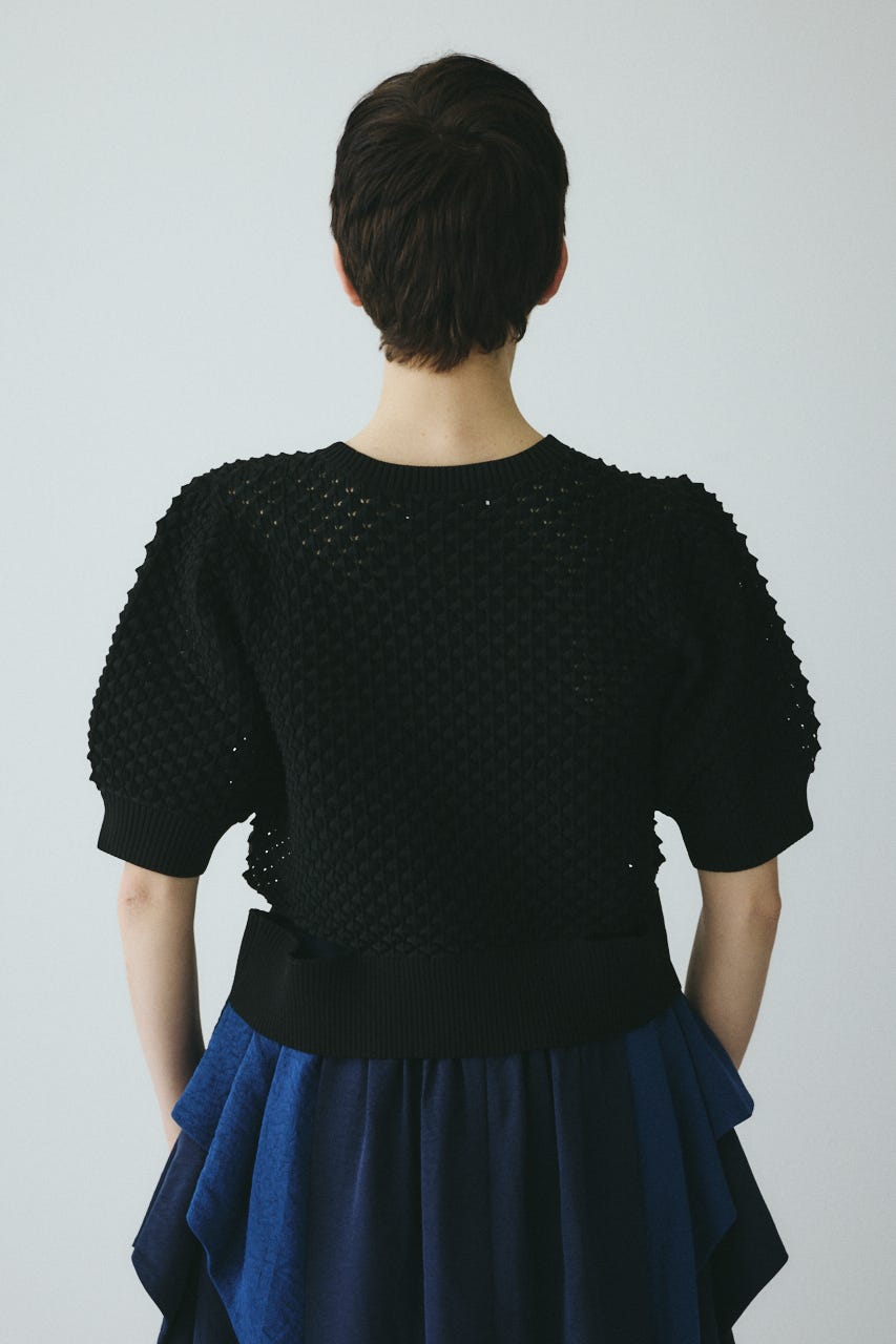 ［予約］3D stitch knit tops BLK FREE