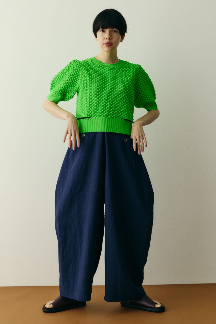 ［予約］3D stitch knit tops GRN FREE