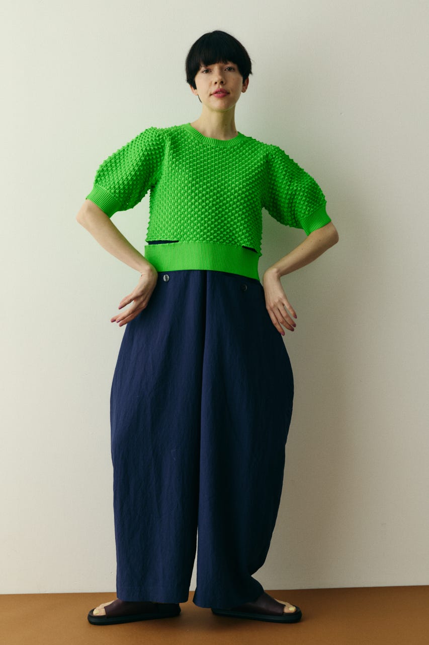 ［予約］3D stitch knit tops GRN FREE