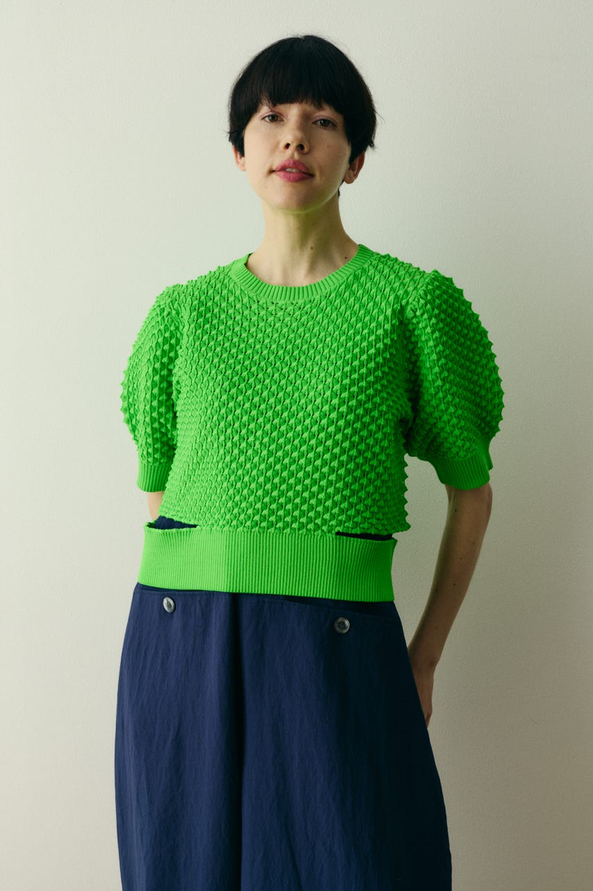 ［予約］3D stitch knit tops GRN FREE