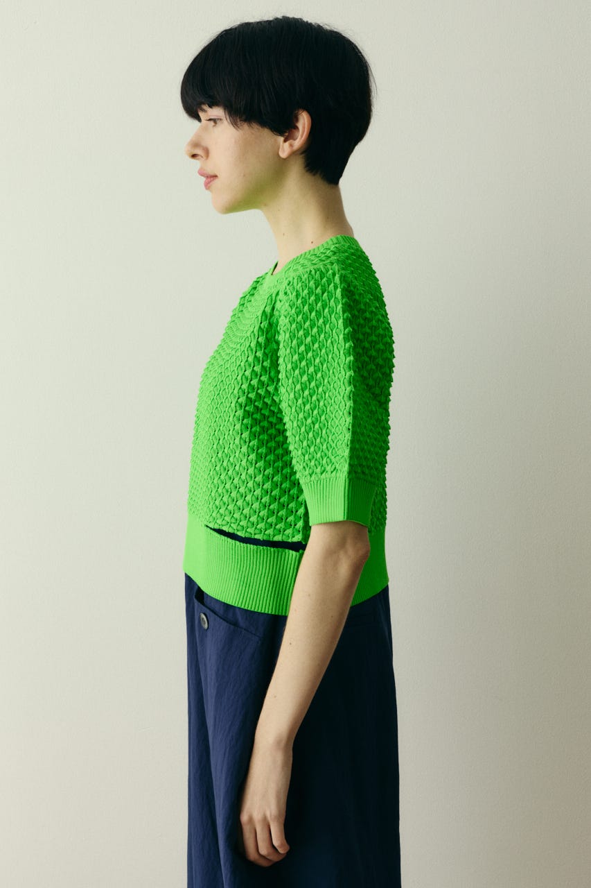 ［予約］3D stitch knit tops GRN FREE