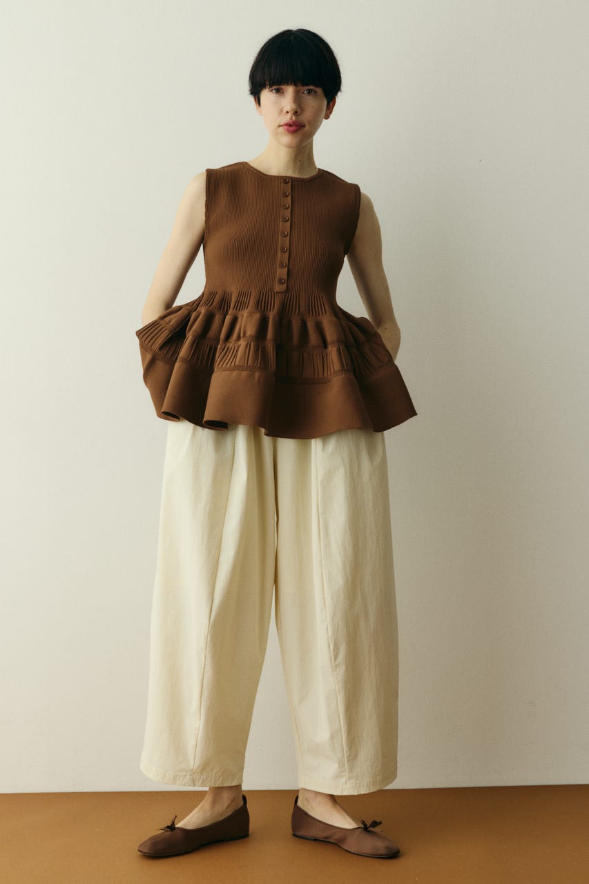 ［予約］Peplum knit tops BRN FREE