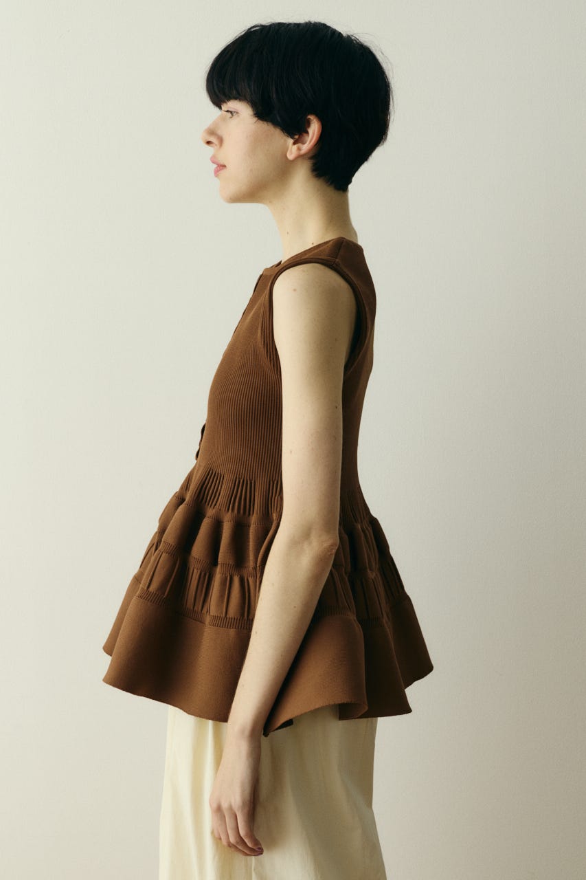 ［予約］Peplum knit tops BRN FREE