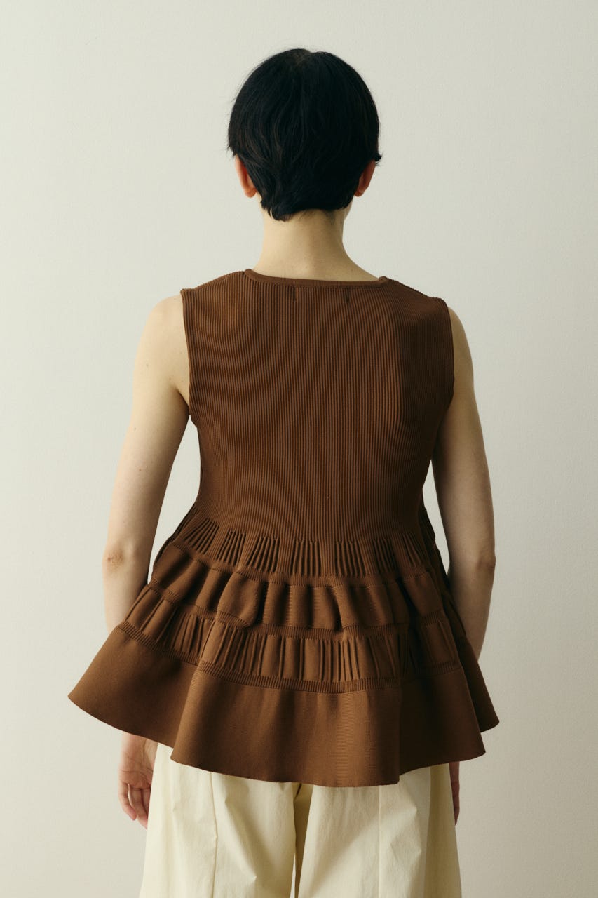 ［予約］Peplum knit tops BRN FREE