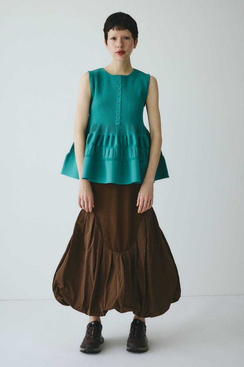 ［予約］Peplum knit tops GRN FREE