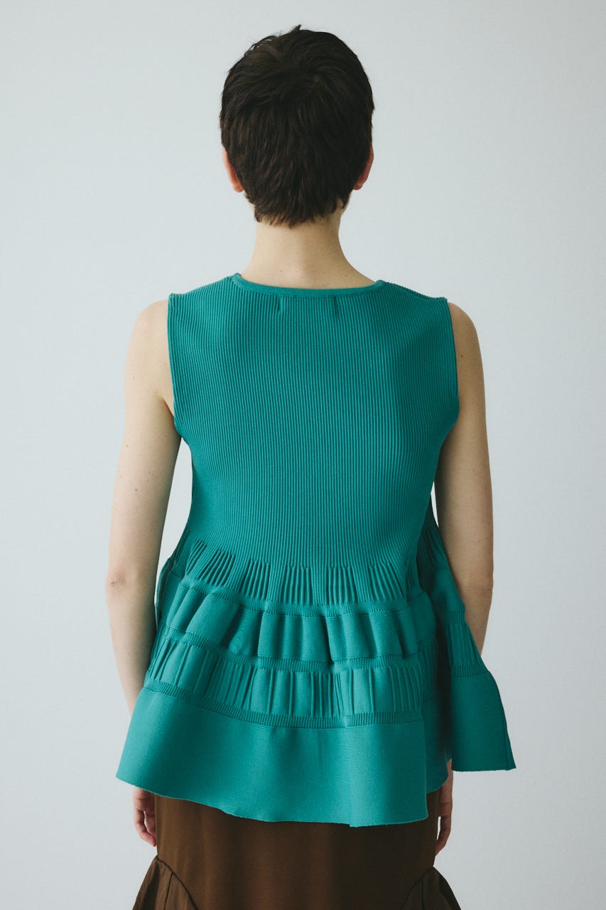 ［予約］Peplum knit tops GRN FREE