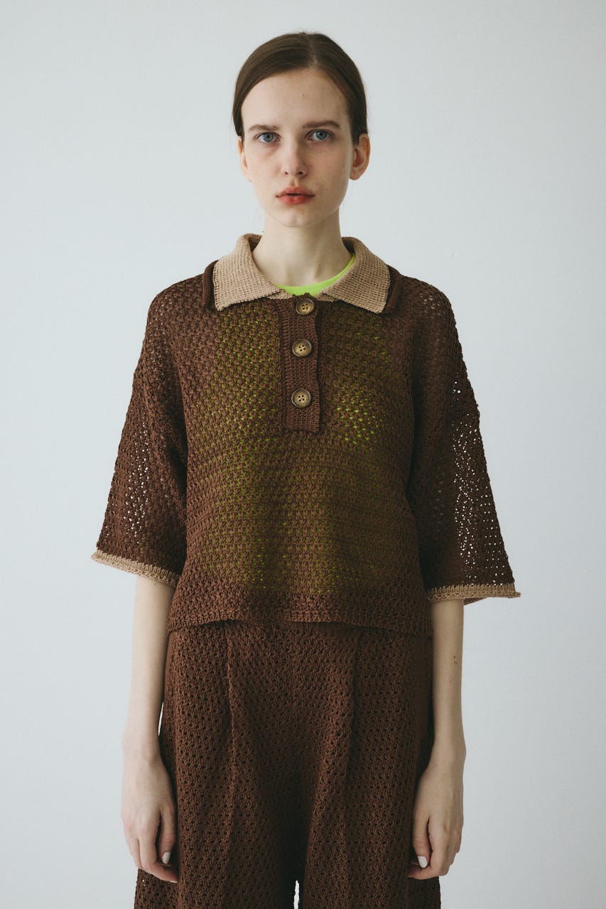 【ポイントアップ+4％対象商品】［予約］Mesh knit pull over BRN FREE