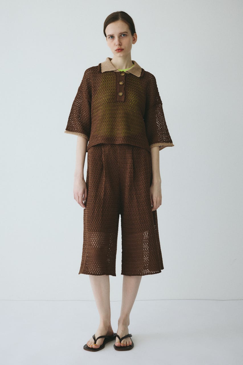 【ポイントアップ+4％対象商品】［予約］Mesh knit pull over BRN FREE