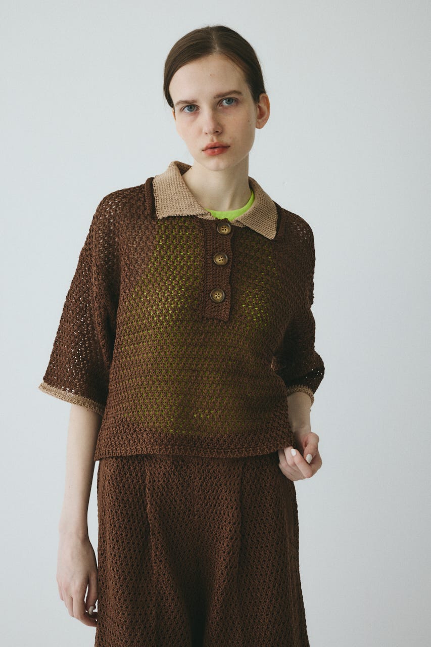 【ポイントアップ+4％対象商品】［予約］Mesh knit pull over BRN FREE