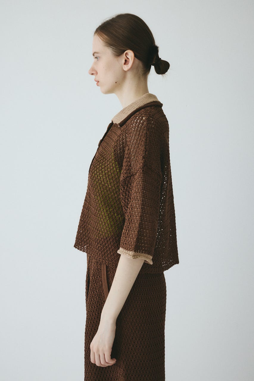 【ポイントアップ+4％対象商品】［予約］Mesh knit pull over BRN FREE