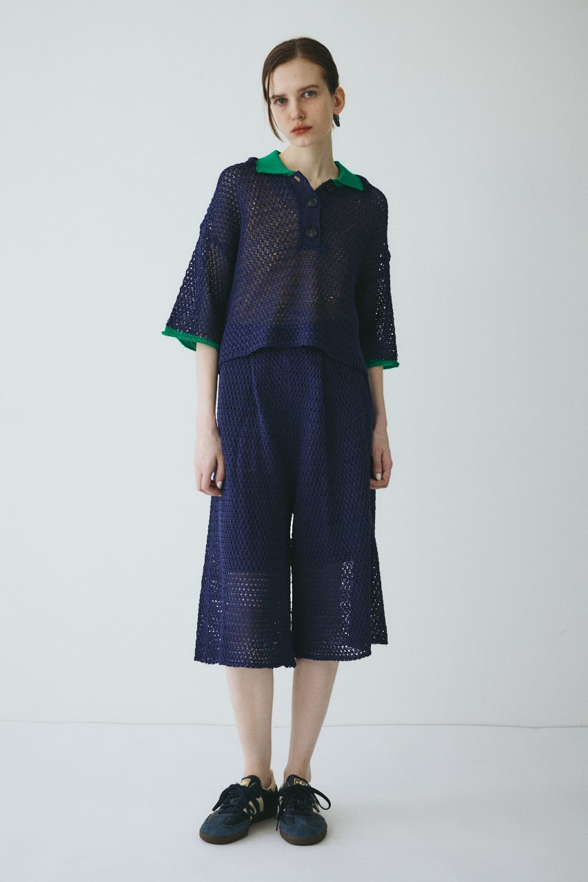 【ポイントアップ+4％対象商品】［予約］Mesh knit pull over NVY FREE