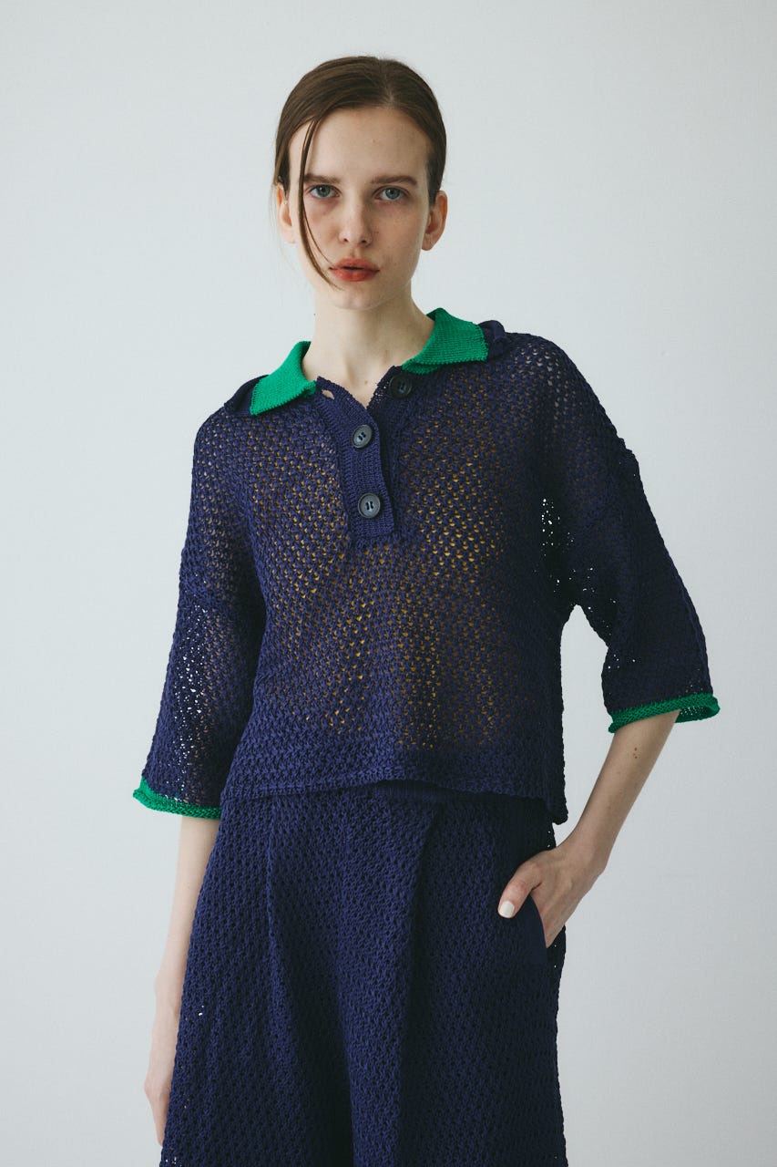 【ポイントアップ+4％対象商品】［予約］Mesh knit pull over NVY FREE
