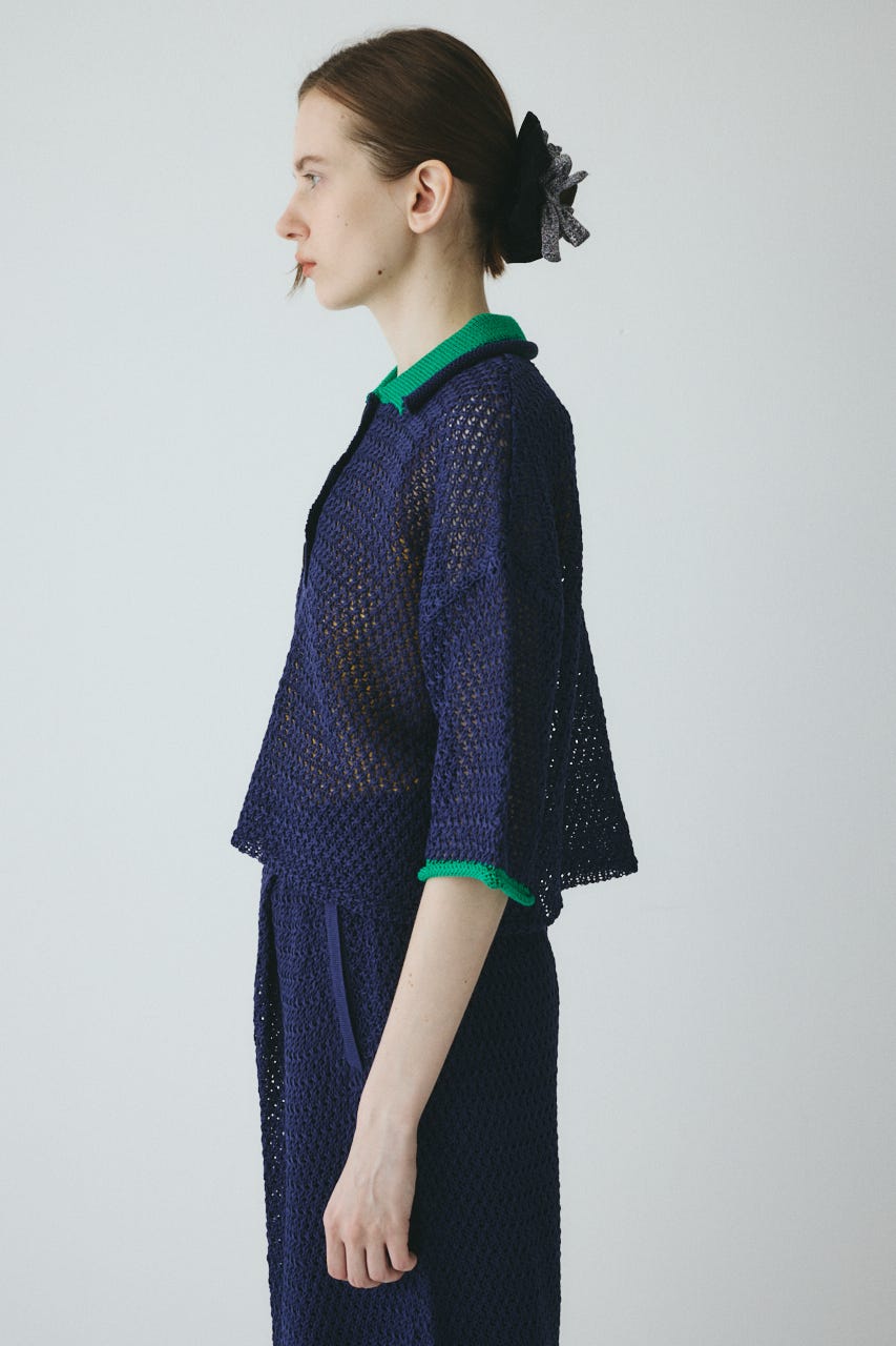 【ポイントアップ+4％対象商品】［予約］Mesh knit pull over NVY FREE