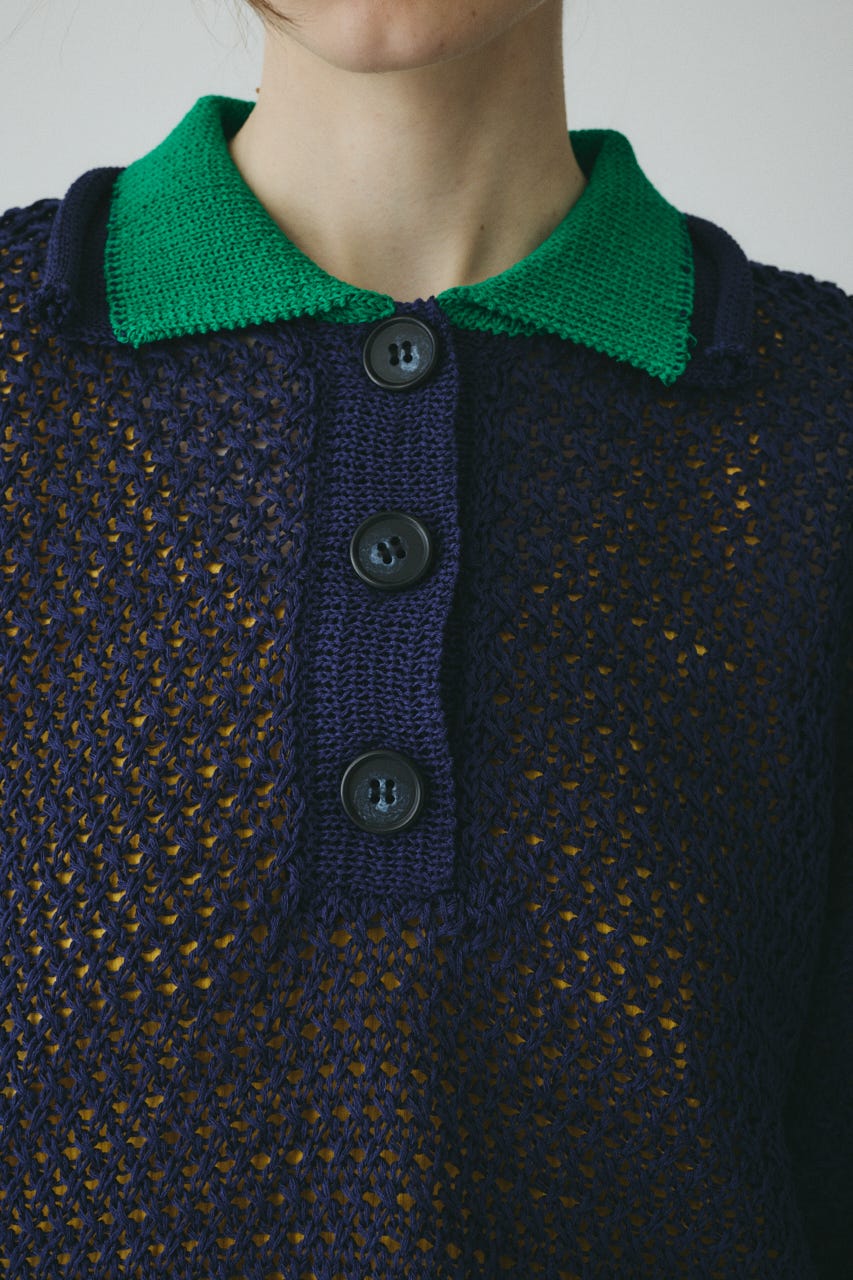 【ポイントアップ+4％対象商品】［予約］Mesh knit pull over NVY FREE