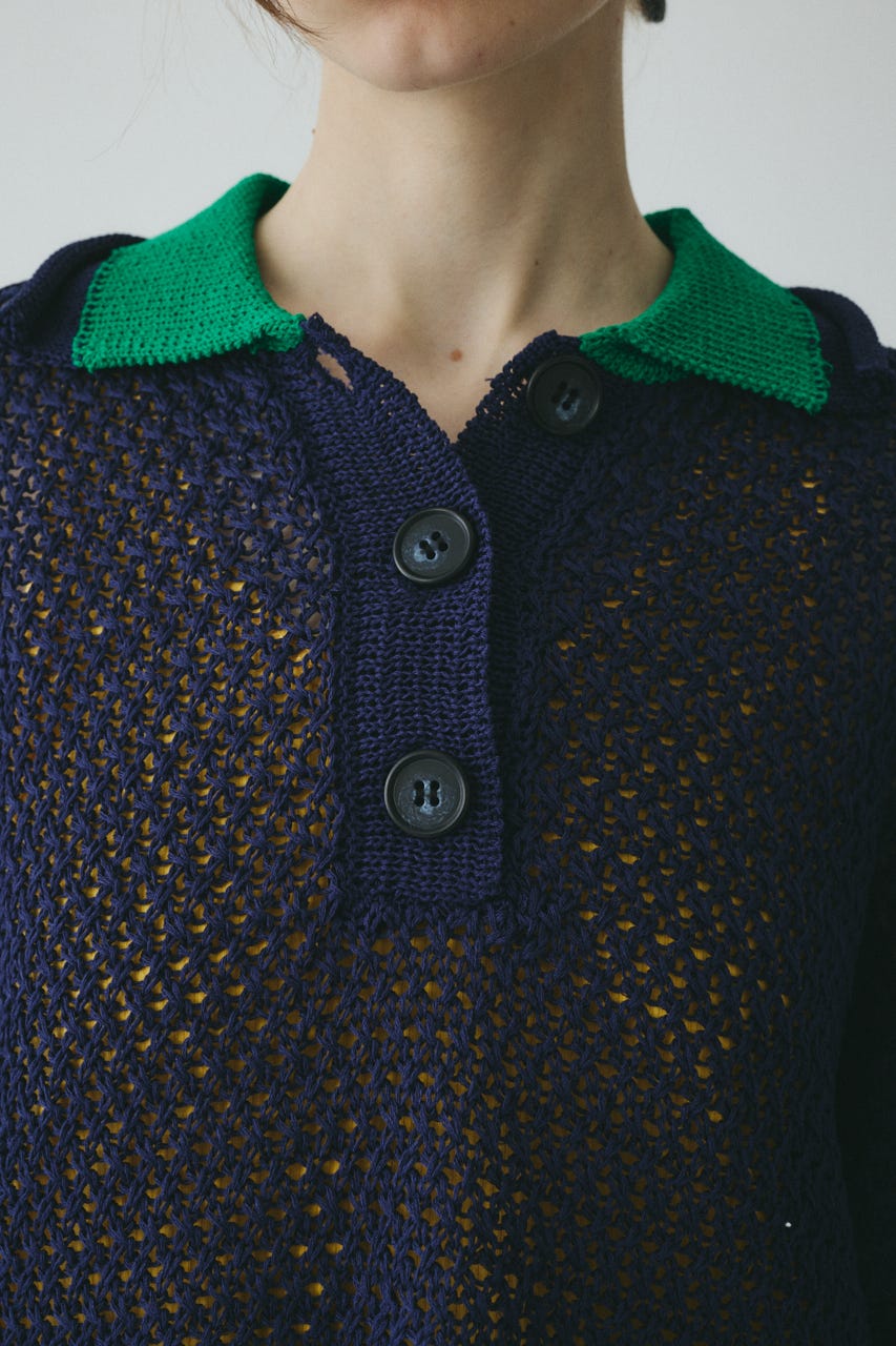 【ポイントアップ+4％対象商品】［予約］Mesh knit pull over NVY FREE