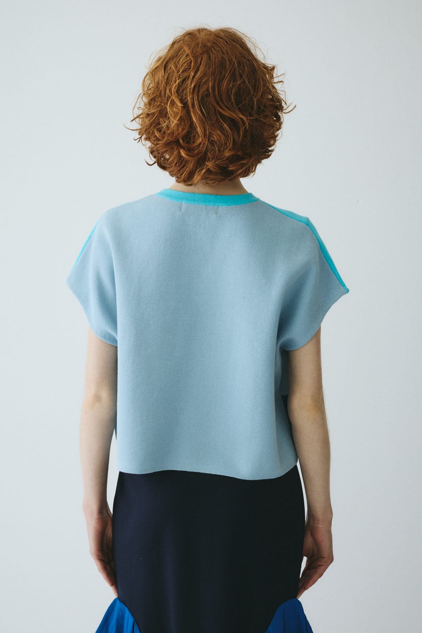 ［予約］Border box tops 柄BLU FREE