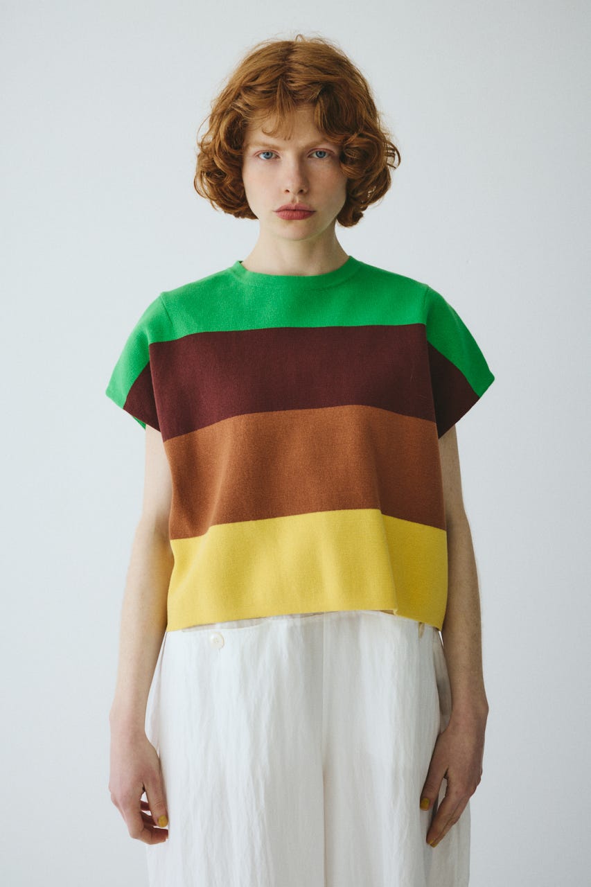 ［予約］Border box tops 柄GRN FREE