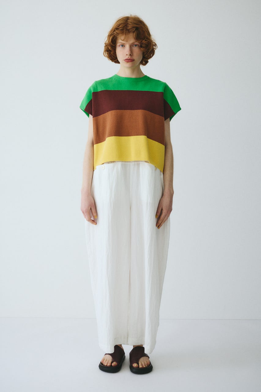 ［予約］Border box tops 柄GRN FREE