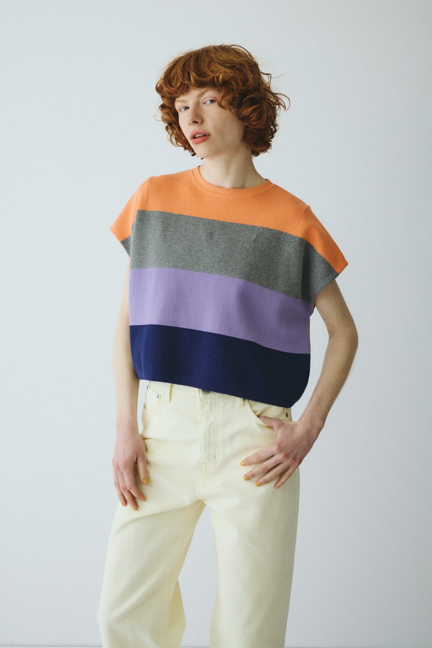 ［予約］Border box tops 柄ORG FREE