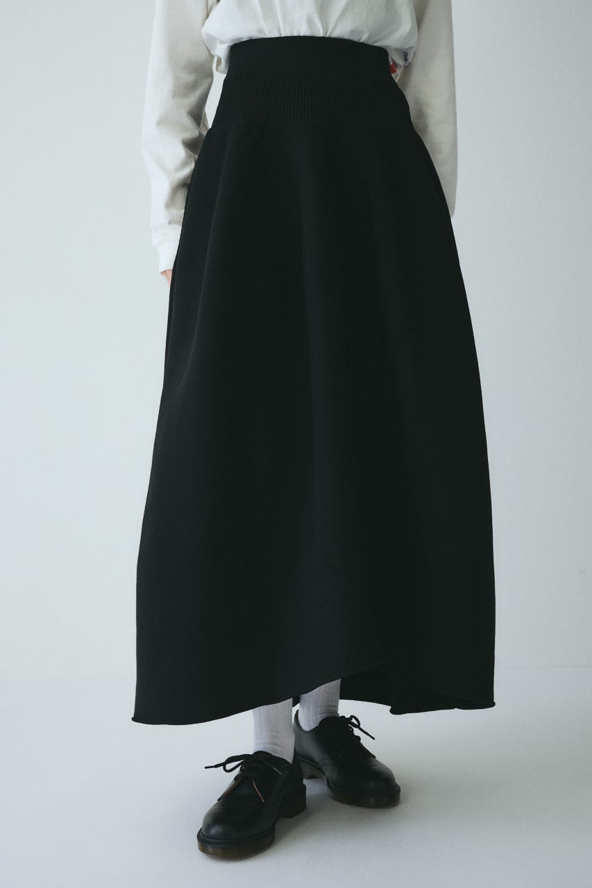 ［予約］Jersey volume knit skirt BLK FREE
