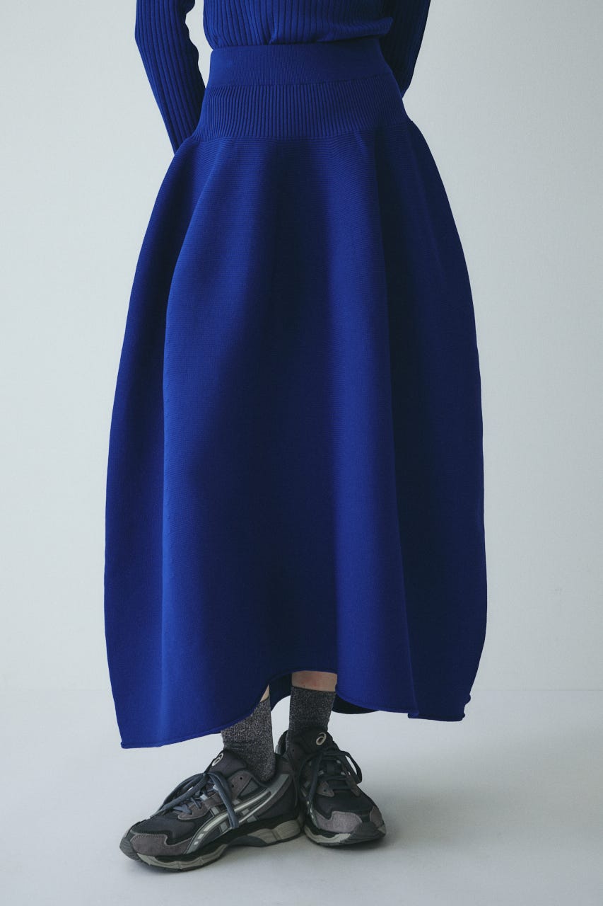 ［予約］Jersey volume knit skirt BLU FREE