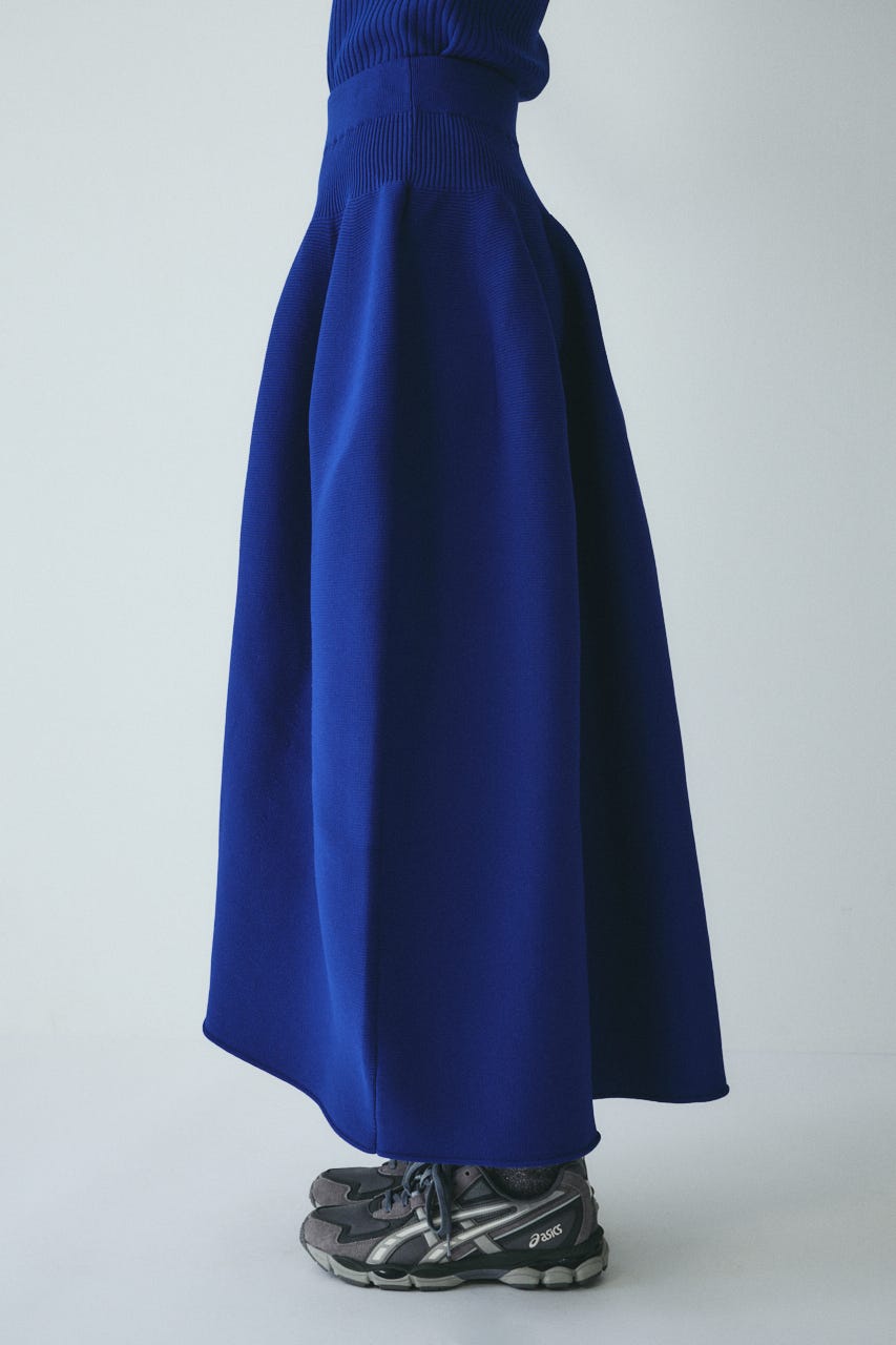 ［予約］Jersey volume knit skirt BLU FREE
