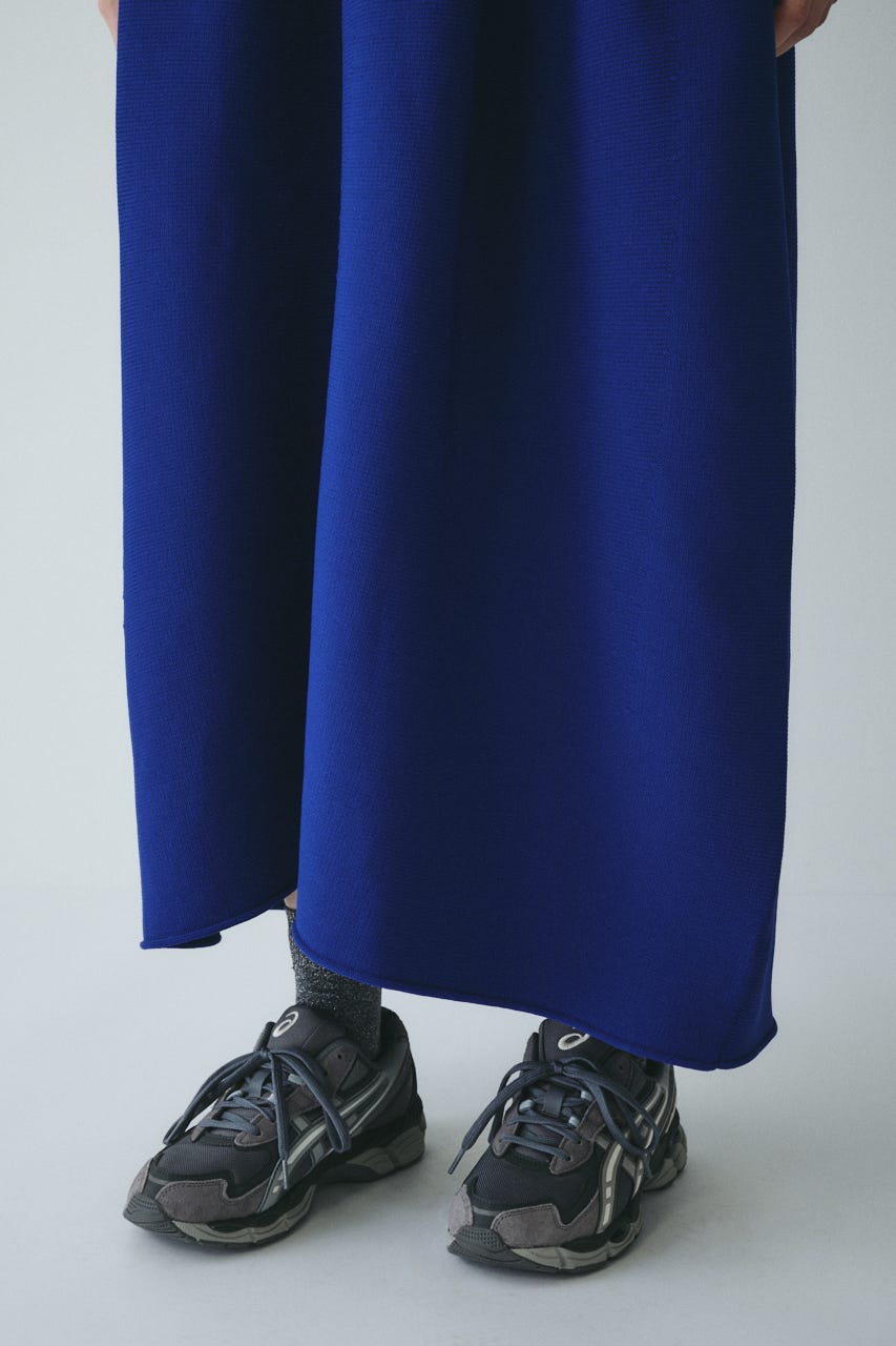 ［予約］Jersey volume knit skirt BLU FREE
