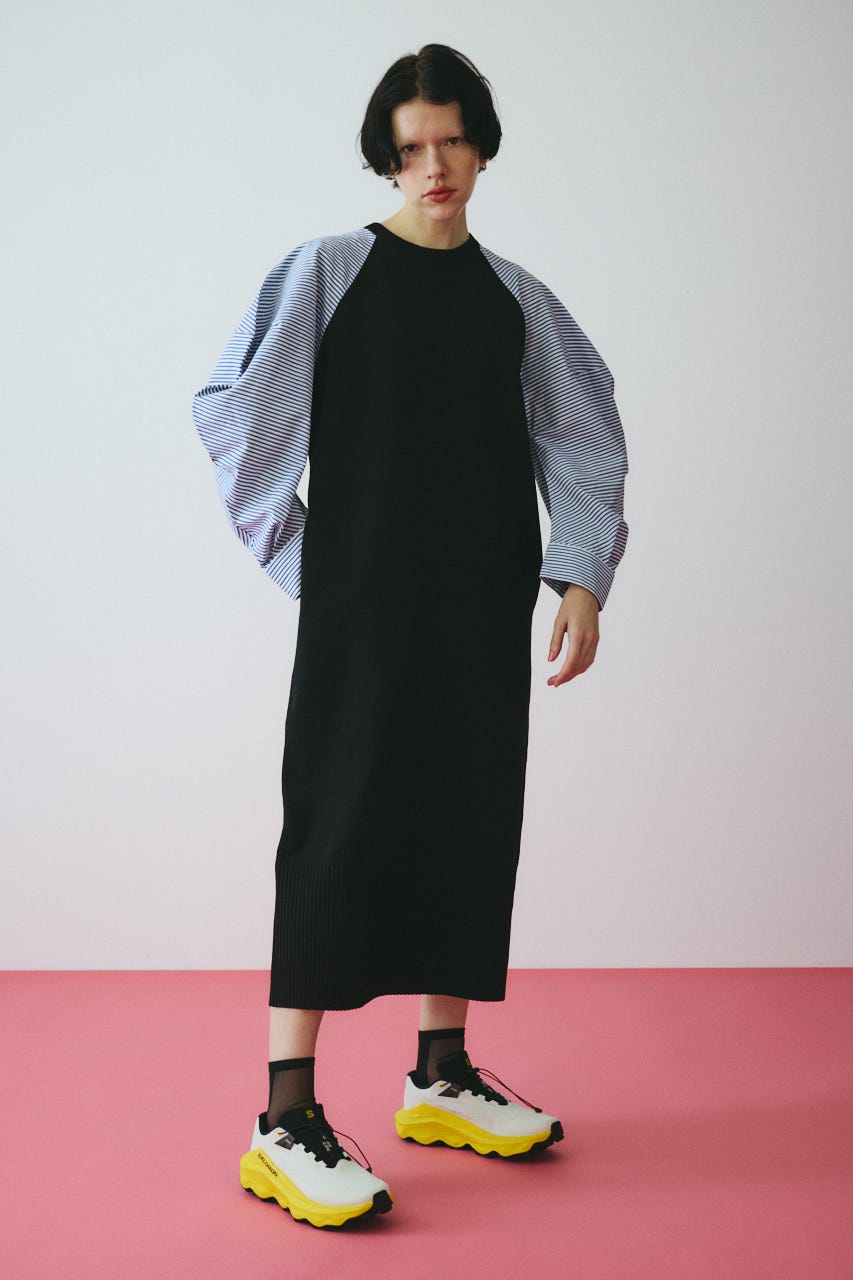 ［予約］Volume sleeve knit dress BLK FREE