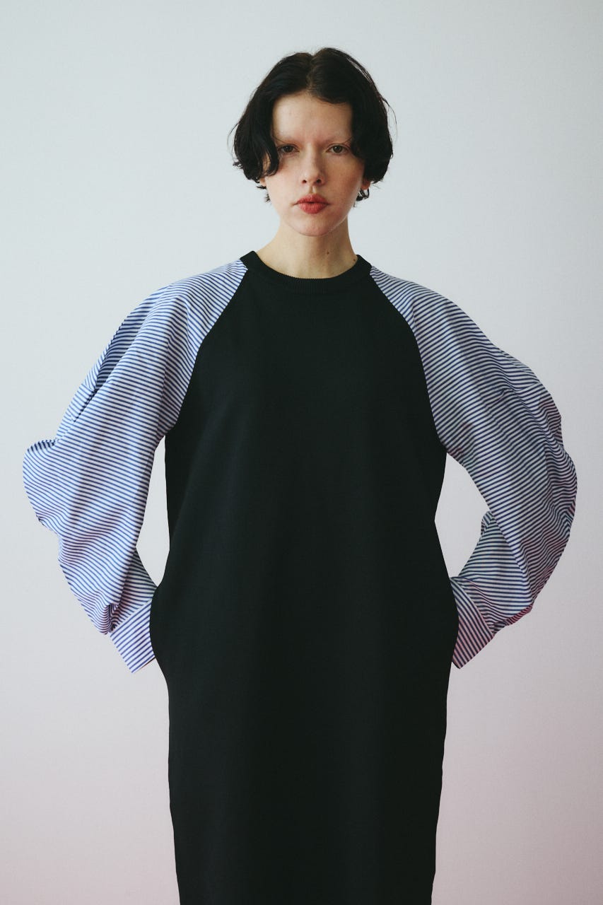 ［予約］Volume sleeve knit dress BLK FREE