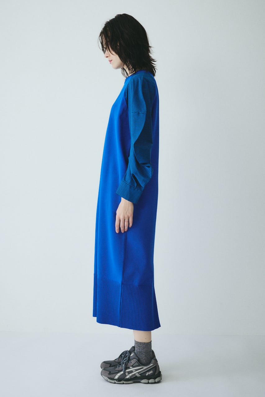 ［予約］Volume sleeve knit dress BLU FREE