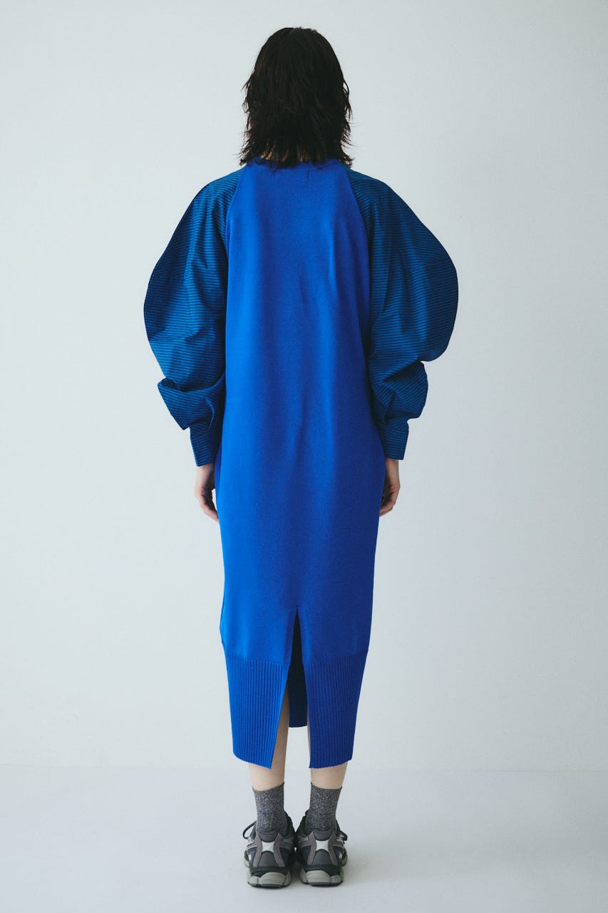 ［予約］Volume sleeve knit dress BLU FREE