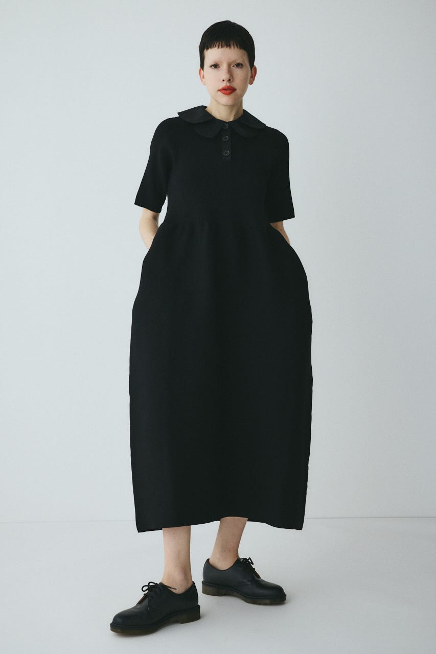 Knit balloon dress BLK FREE
