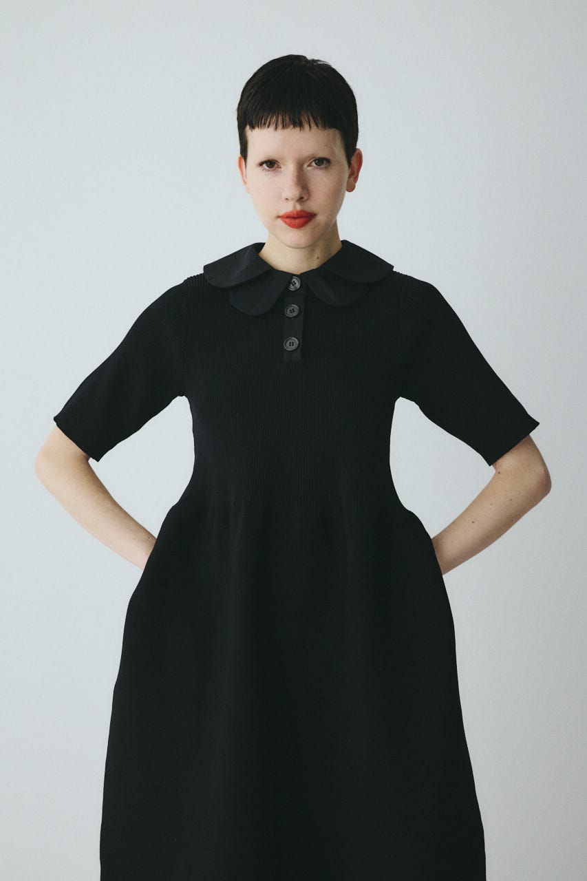 Knit balloon dress BLK FREE
