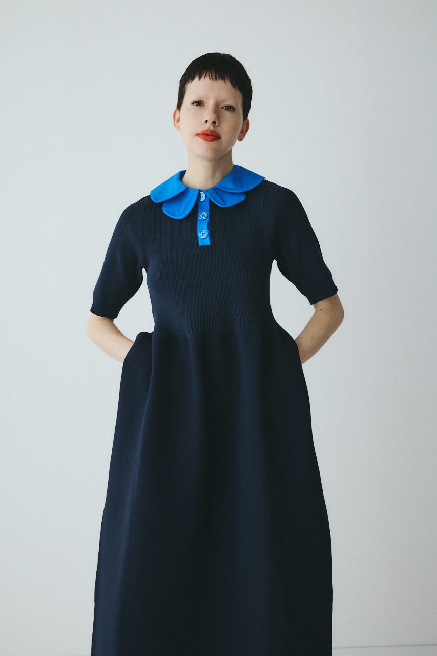 Knit balloon dress NVY FREE