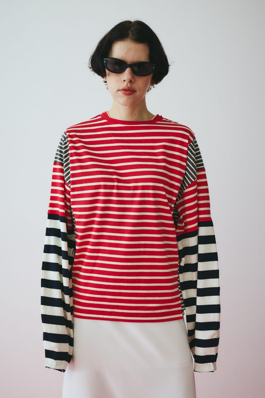 ［予約］Patchwork cut tops 柄RED FREE