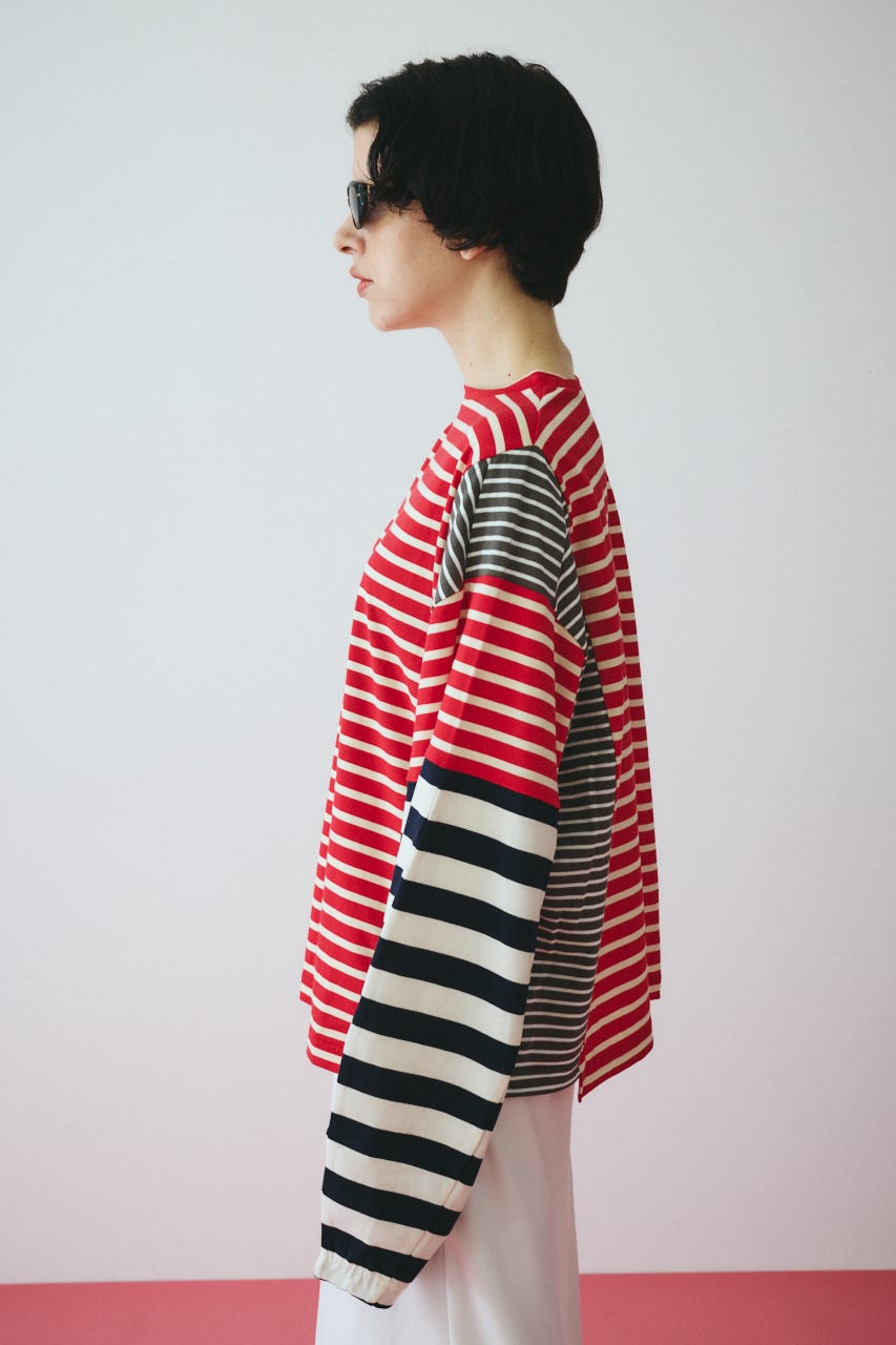 ［予約］Patchwork cut tops 柄RED FREE