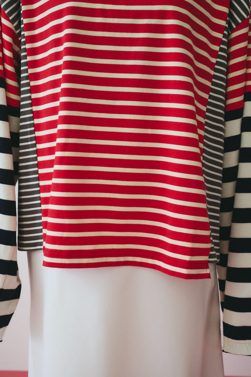 ［予約］Patchwork cut tops 柄RED FREE