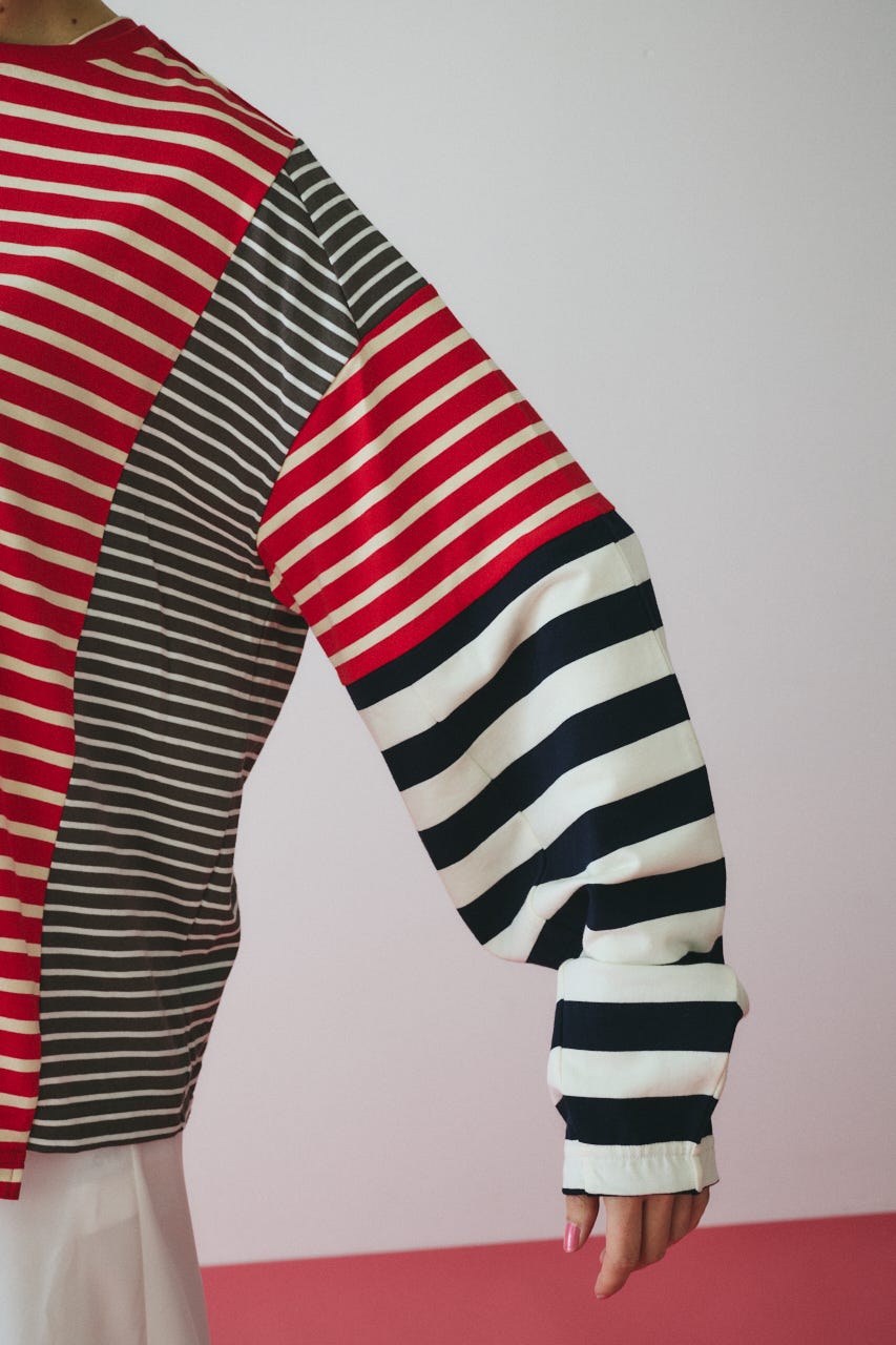 ［予約］Patchwork cut tops 柄RED FREE