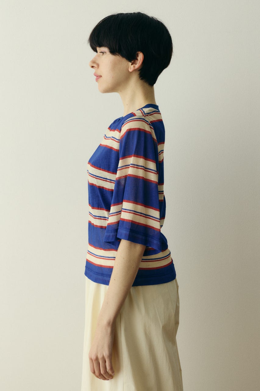 ［予約］Border half tops 柄BLU FREE