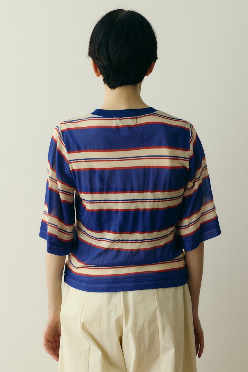 ［予約］Border half tops 柄BLU FREE