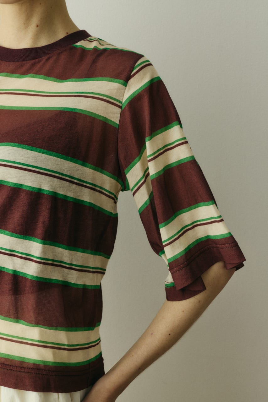 ［予約］Border half tops 柄BRN FREE