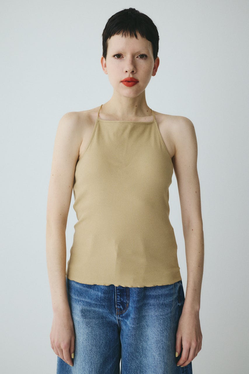 Bi color cord camisole BEG FREE